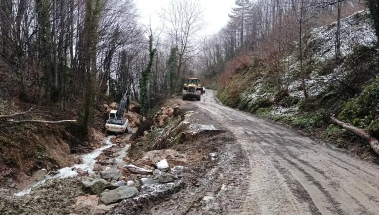 Düzce’de Heyelana Hızlı Müdahale, Kapanan Yol Yeniden Açıldı